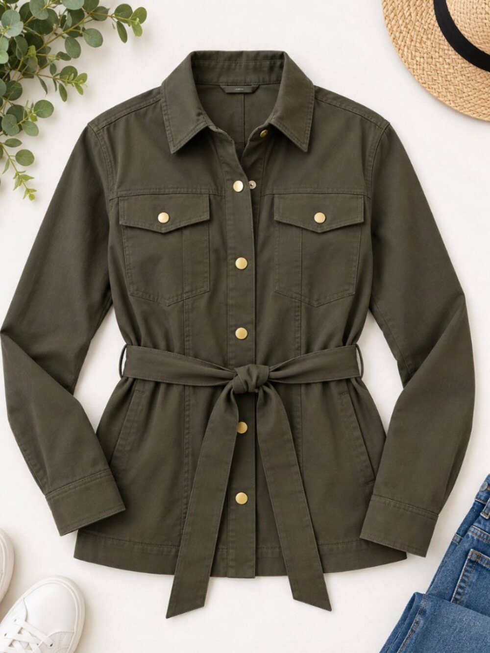 Girlfriend Collective Belted Wendy Tie Shirt Windbreaker NWT